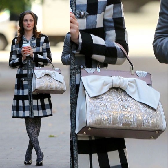 Valentino Aphrodite top handle calf hair leopard print bow satchel shopper bag - Picture 3 of 16